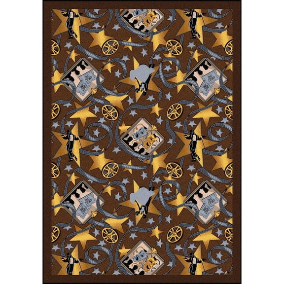 Joy Carpets Any Day Matinee Silver Screen 7'8" x 10'9" Area Rug in Color Chocolate