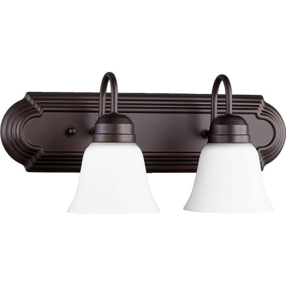 2 Light Vanity Light in Bailey Street Home Home Collection Style 18 inches Wide By 8 inches High-Oiled Bronze Finish-Satin Opal Glass Color Bailey