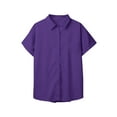 thumbnail image 5 of Stamzod Womens Short Sleeve Shirts Solid Color Oversize Women Shirts Dressy Casual Lapel Button Up Shirt Tops with Pockets, 5 of 6