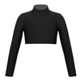 thumbnail image 3 of SiiRoh Girls Long Sleeve Stretch Short Mock Neck Athletic Shirt Crop Top Basics Sportswear Black 12, 3 of 7