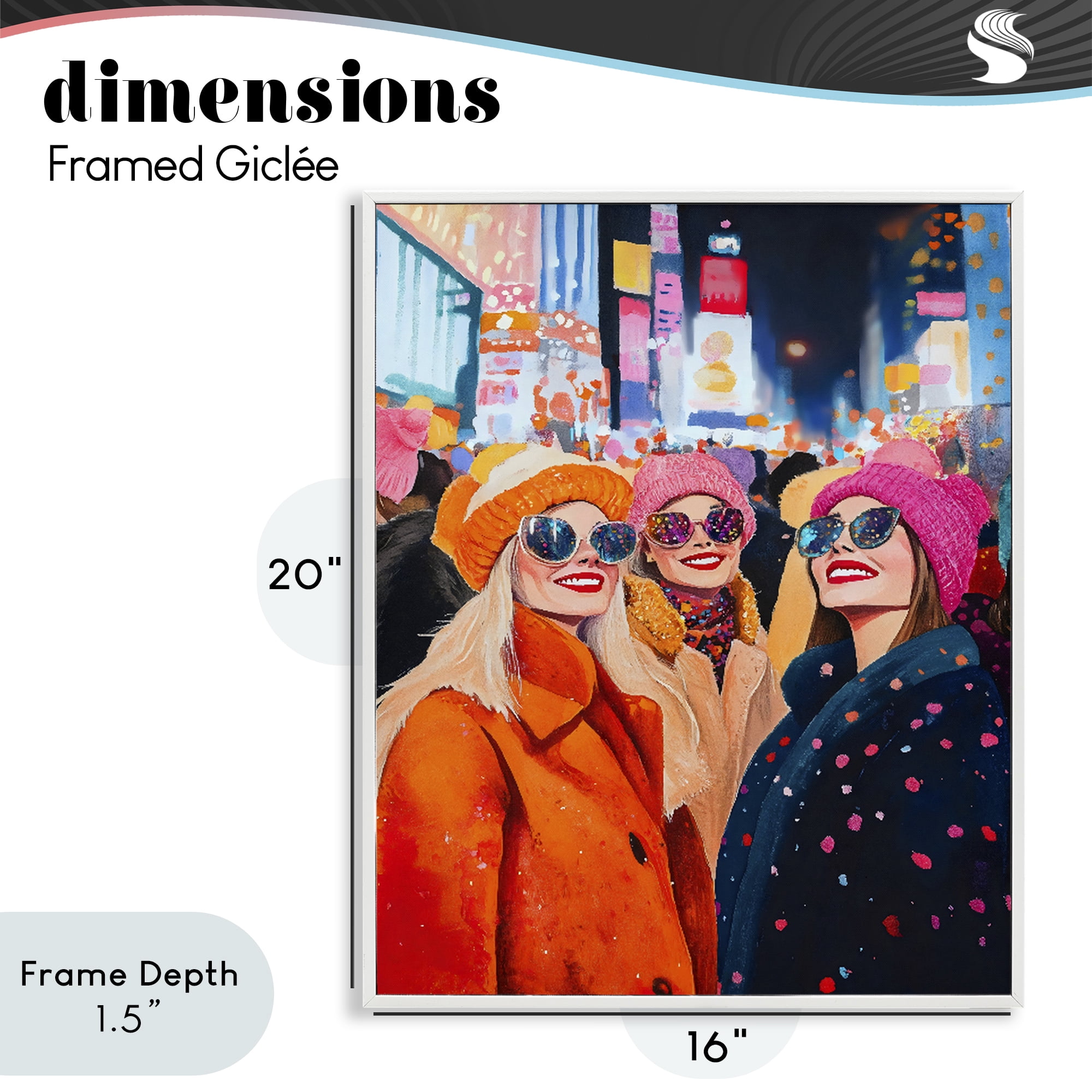 Stupell Industries New Year's Girls in City White Framed Giclee Art, design by LSR Design Studio