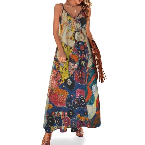 Vestido sin mangas de la Virgen Gustav Klimt 1913, elegante y chic, vestido de noche para bodas, vestido de cumpleaños para mujeres