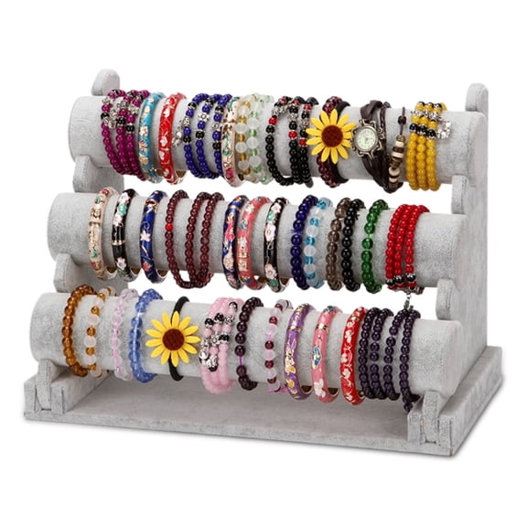 PinkSheep 3 Tier Jewelry Organizer Stand Bangle Bracelet Necklace Storage Holder Stand for Display, Gray