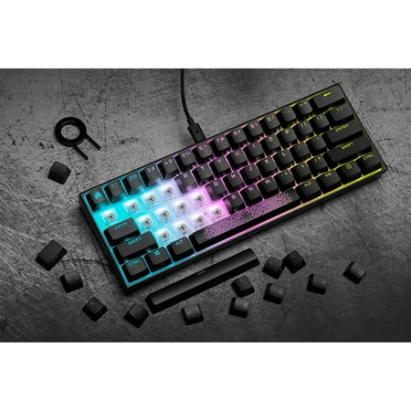 CORSAIR - K65 RGB Mini Wired 60% Mechanical Cherry MX SPEED Linear Switch Gaming Keyboard with PBT Double-Shot Keycaps - Black