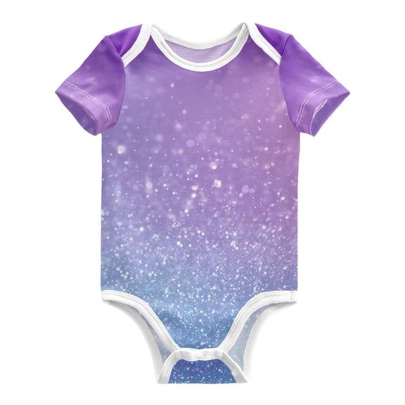 Blue and Purple Gardient Glitter Pure Cotton Bodysuit Short Sleeve Pajamas One-Piece Romper Unisex 3 Months