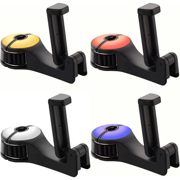 4 Pcs 2 in 1 Car Headrest Hidden Hook, 2 in 1 Car Seat Hooks with Phone Holder, Upgraded Car Hooks, 360° Rotation Headrest Hooks, Hidden car Hook for Bag, Purse, Toys, Groceries