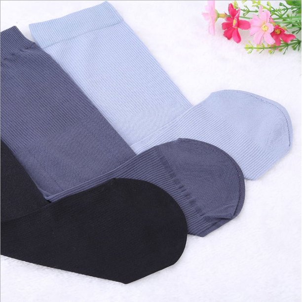 Medias de verano para hombre, calcetines de rayas de fibra de bambú cómodos de color sólido, calcetines de negocios informales transpirables que absorben el sudor