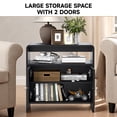thumbnail image 6 of Wirrytor Black 2-Pack Side Tables With Charging Station, Modern Curved Edge End Tables With 2 Doors & Adjustable Shelves, Sleek Nightstands For Bedroom Living Room, 6 of 16
