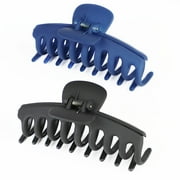 2 Packs Big Hair Claw Clips 4 Inch Non Slip Large Claw Clip Strong Hold Hair Clips for Women and Girls Thin Hair Thick Hair (Black, Navy)