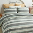 thumbnail image 4 of JML Bedspread Set 3-Piece King Size, Soft Reversible 1 Quilt & 2 Shams Quilt Coverlet Set, Stripe Grey Green, 4 of 7