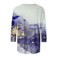 thumbnail image 4 of CHOK Ichuanyi Hauts pour Femmes Liquidation d'Été T-shirt Imprimé Mode pour Femmes Blouse Mi-Longue Manches 3/4 Col Rond Hauts Décontractés, 4 of 5