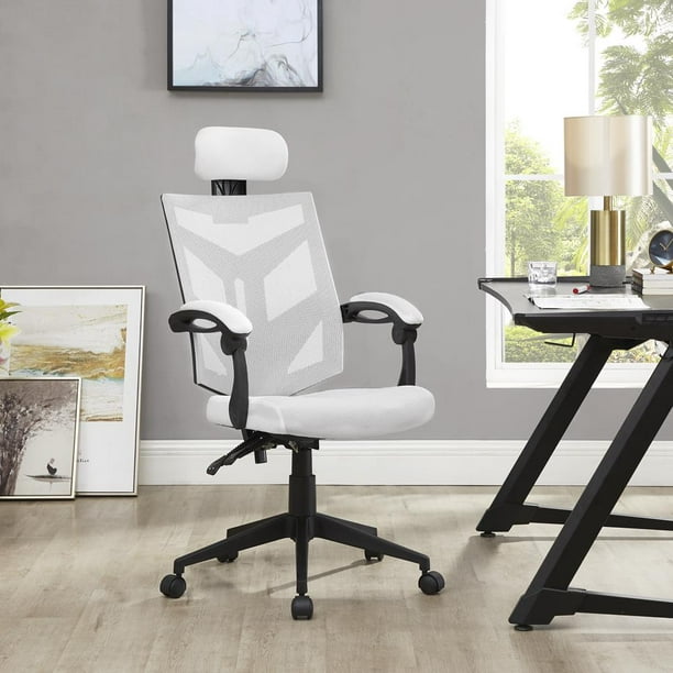 Juliet Adjustable Ergonomic Mesh Office Chair by Naomi Home-Color:White