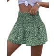 thumbnail image 3 of Boho Floral High Waist Drawstring Skorts for Women - Summer Ruffle Flowy Skirts Green L, 3 of 8
