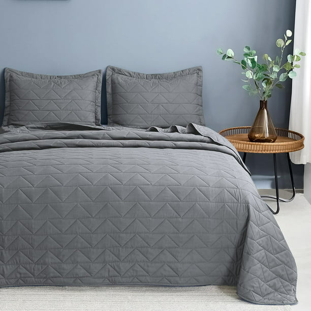 Twin Quilt Set Gray Lightweight, Twin Size Bedspreads