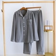 thumbnail image 2 of successthop Mens Pajamas Sets Long Sleeve Button Down Tops with Pants Oversized Winter Solid Loungewear, 2 of 9