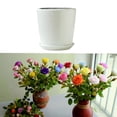 thumbnail image 3 of Maceta blanca resistente a la intemperie con flores de platillo con orificio de drenaje para espacios pequeños Yuarrent, 3 of 6