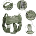 thumbnail image 4 of Chaleco táctico para perro con asa, chaleco para perro para caminar, caza, senderismo, entrenamiento ajustable, arnés de nailon para trabajo (verde, L), 4 of 5