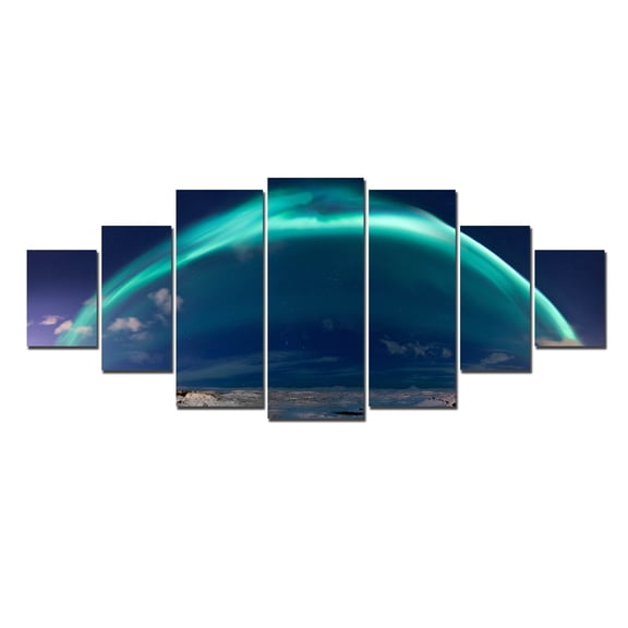 Startonight Huge Canvas Wall Art Blue Abstraction, USA Large Home Decor, Dual View Surprise Artwork Modern Framed Wall Art Set of 7 Panels Total 39.37 x 94.49 inch