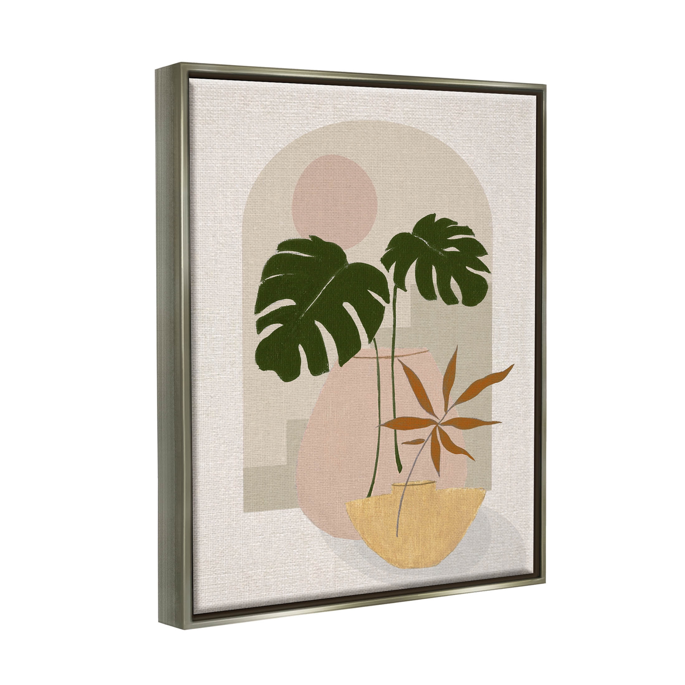 Tropical Geometric Plant Shapes Botanical & Floral Graphic Art Luster Gray Framed Art Print Wall Art