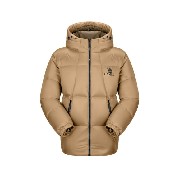 CAMEL Men's Puffer Coat Jacket Lightweight Down Alternative Packable Winter Outerwear Coats Brown