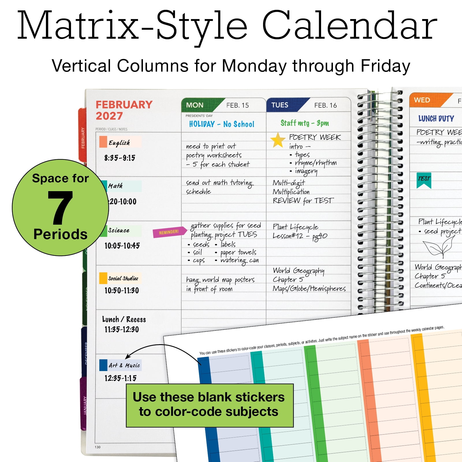 2026-2027 Excello Brands 8.5" x 11" Academic Year Deluxe Teacher Planner, Weekly/Monthly, 12 Month, Teal Gold Marble
