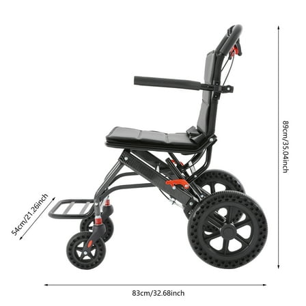 Medical Super Light Foldable Wheeled Transport Chair with Carry Bag 100KG