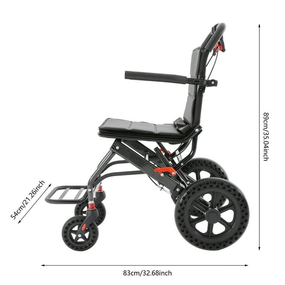 Medical Super Light Foldable Wheeled Transport Chair with Carry Bag 100KG