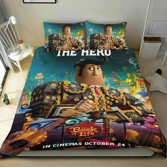 BOOK OF LIFE Themed Bed Sheet Set Three Piece Set 53x79 In ches Comfortable And Skin Friendly Unique Design Creating A Star Studded Night Home Decor Gifts For Family Friends fans