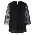 thumbnail image 4 of Top de gasa de color sólido informal con cuello redondo y estampado para mujer Fridja  bn3486, 4 of 9