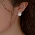 thumbnail image 2 of Pearl Earrings for Women 925 Sterling Silver Handmade Round White Pearl Stud Earrings Hypoallergenic Classic Solitaire Pearl Earring Jewelry Birthday Holiday Gifts for Mom Lover, 2 of 5