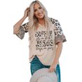thumbnail image 5 of POGLIP Women's Khaki Coffee Jesus Graphic Leopard Ruffle Sleeve Top, 5 of 5
