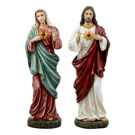 - Ebros Catholic Church Sacred Heart Of Mary And Jesus Christ Statue Set Devotional Decorative Figurine 11.25