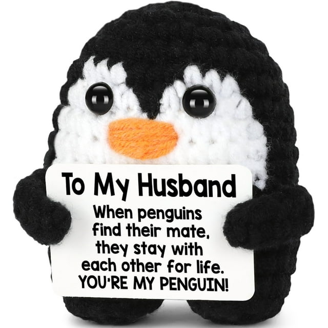 Regalos hechos a mano a ganchillo, pingüino romántico, te amo, marido
