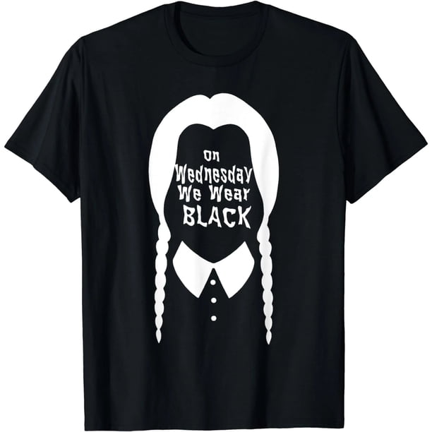 Camiseta de Mujer 'Los Miércoles Usamos Negro' - Diseño Divertido, Cuello Redondo y Manga Corta