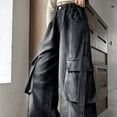 thumbnail image 4 of JLMSPLWG Kids Wide-Leg Jeans with Multi Pockets Toddler Cargo Denim Jeans Girl Daily Wear Baggy Boyfriend Preppy Jean Streetwear Teen Girls Cool Trendy Y2k Grunge Solid Color Pants Girl's Clothes, 4 of 6