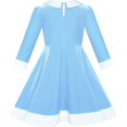 thumbnail image 2 of Sunny Fashion Girls Dress White Collar Velvet Long Sleeve Blue Swing Dress 4 Years, 2 of 5
