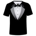 thumbnail image 2 of iiniim Mens Short Sleeve Shirt Wedding Party Fake Suit Vest Bow Tie Print Tuxedo Funny T-Shirt, 2 of 7