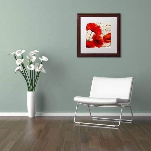 Trademark Fine Art "Coquelicots Rouge I" Canvas Art by Color Bakery White Matte, Wood Frame