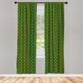 thumbnail image 4 of Ambesonne Ethnic Window Curtains, Hexagon Star Shapes Pattern, Each 28" W x 95" L, Orange Forest Green, 4 of 4