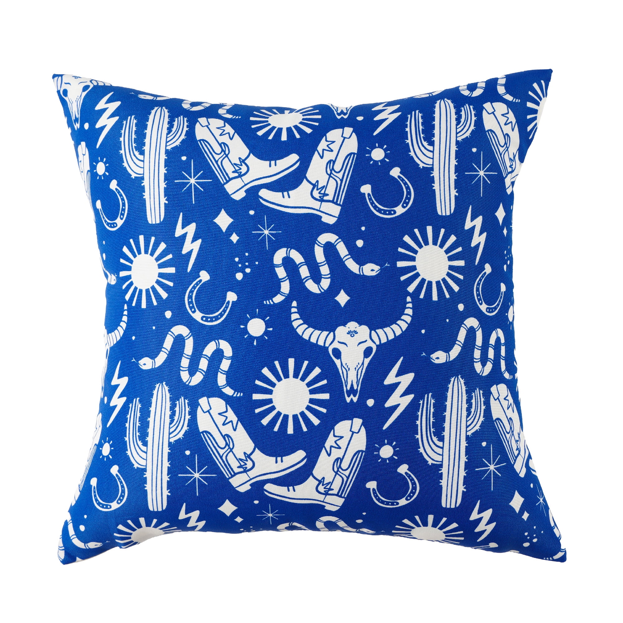 Mainstays God Bless Texas Reversible Outdoor Throw Pillow 16 inch, Multicolor