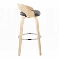 thumbnail image 2 of Set of 2 Contemporary Natural Wood and Brown Faux Leather Barstools with 360-Degree Swivel and Round Chrome Footrest by LumiSource, 2 of 5