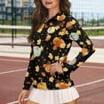 thumbnail image 3 of Yuyamidu Maple Leaves Long Sleeve Golf Shirts for Woman Size 2XL Pumpkin Squirrel Athletic Tennis Shirts Fall Quarter Zip Collared Golf Clothes Workout Tops, Thanksgiving, 3 of 8