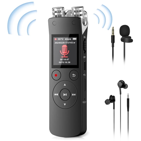 LC-dolida 32GB Digital Voice Recorder, Voice Activated Recorder with Playback, 3072kbps Audio Recorder Dictaphone for Meetings Interviews, HD Recording, Variable Speed, A-B Repeat, Large Screen