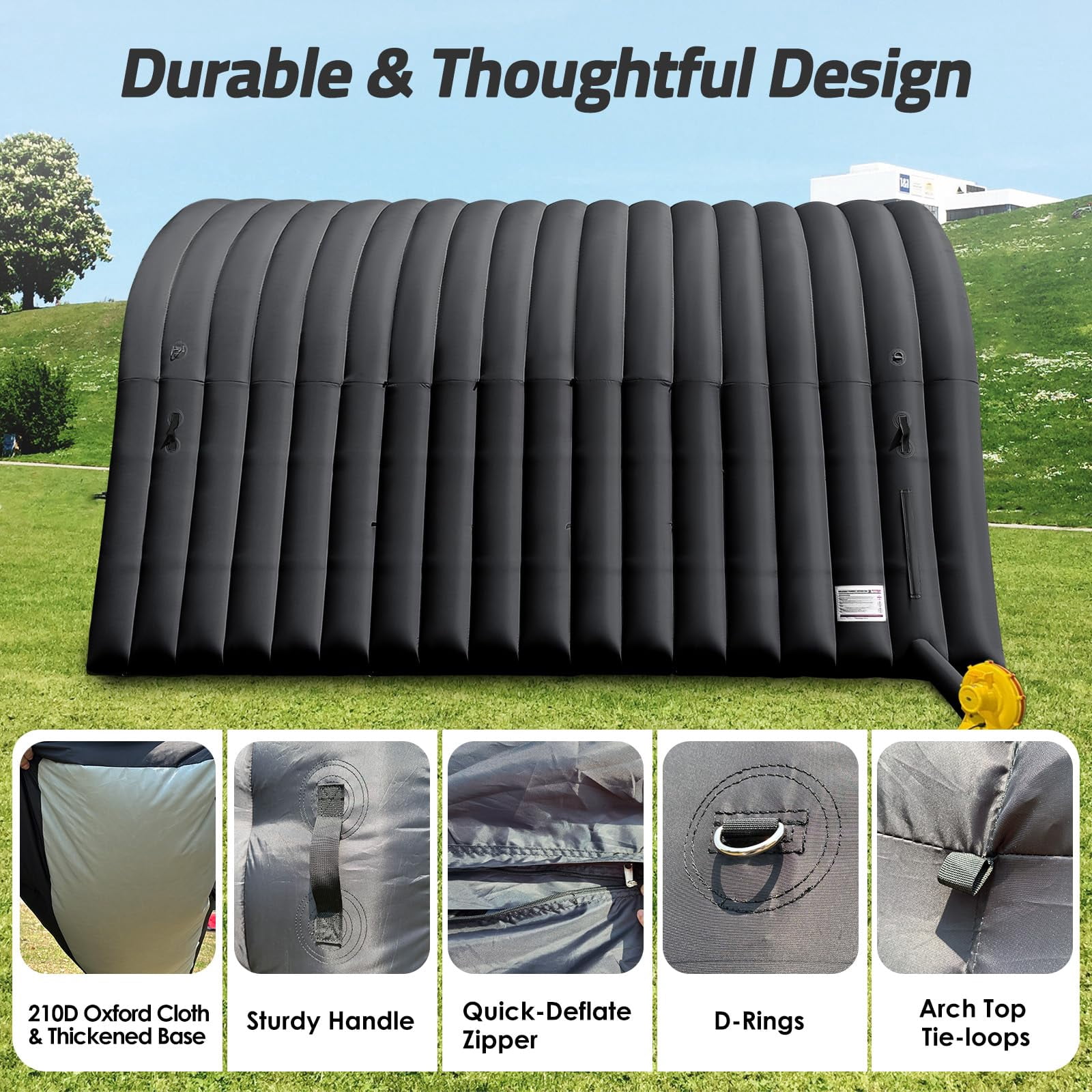 Inflatable Sports Tunnel Entrance 20x10x10FT Black, One Air Blower – Event Inflatable Tunnel Tent for Team Intros, Business Promotion, Trade Shows, Advertising & Exhibitions