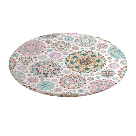 Resistant Polyester Round Tablecloth, Spill Proof Washable Circular Table Cover for Kitchen Dining Wedding Party Indoor Outdoor Home Decor Table Protector (A)