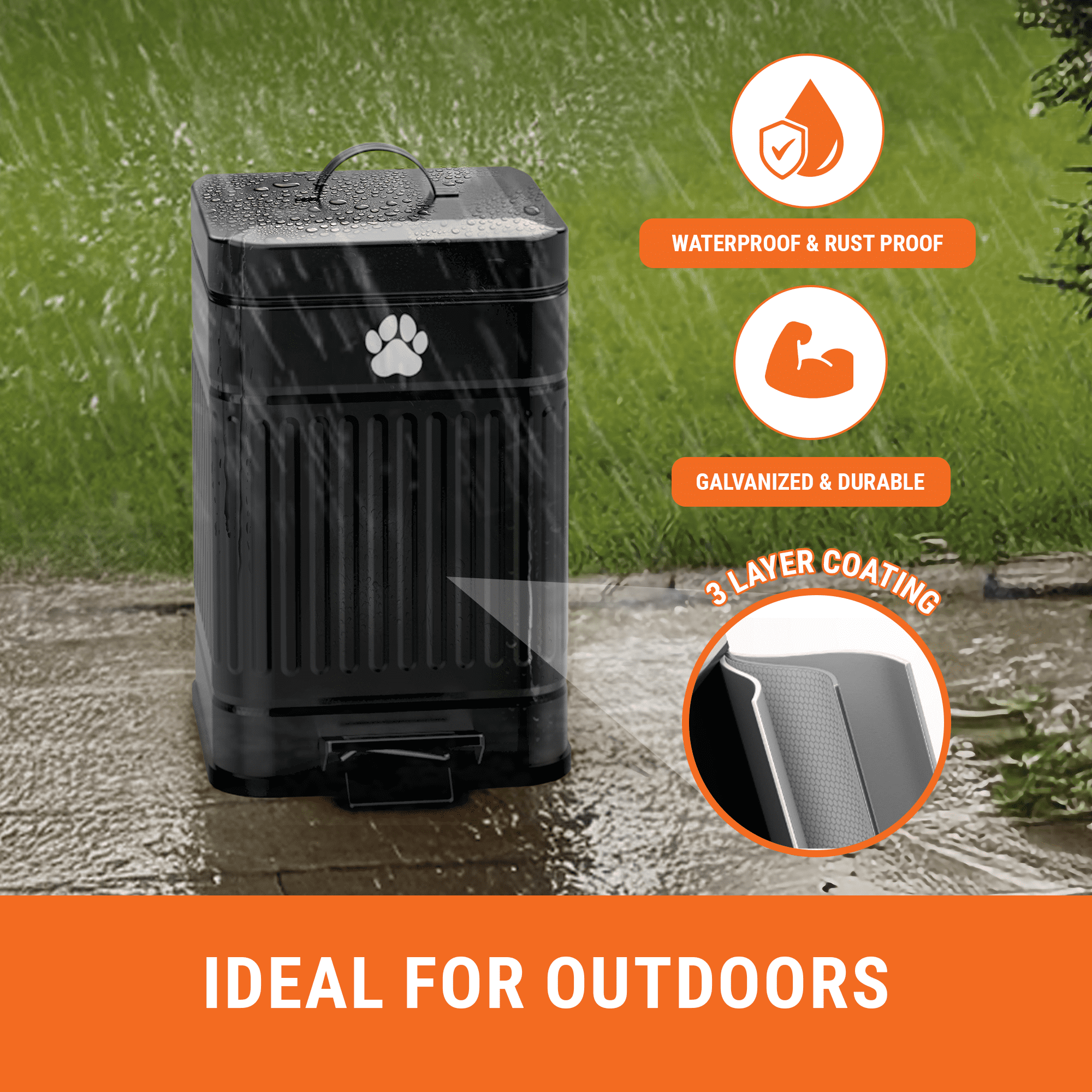 Pupzle Dog Poop Trash Can Outside, Trash Can for Dog Poop, 1.3 Gal, Black