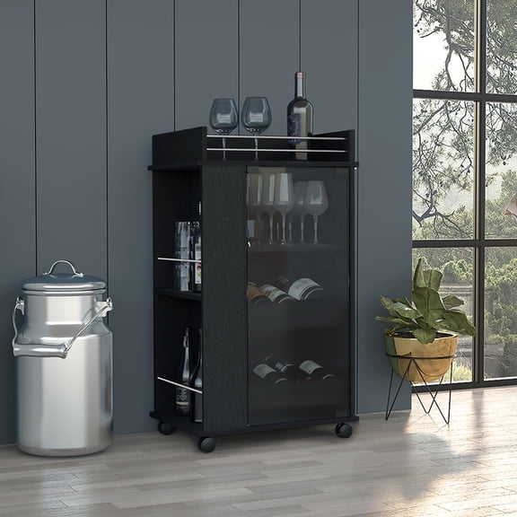 Particle Board Bar Unit - Elegant Glass Panel - Social Meetups - Store and Display Drinks