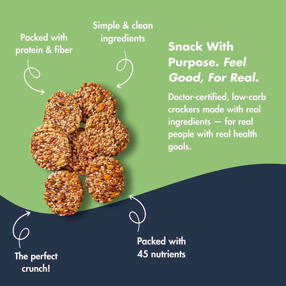 Super Seed Crackers, Gluten Free & Keto Friendly Healthy Snacks, Vegan, Zero Sugar, Paleo & Diabetic Friendly, Nut Free, 20g High Protein, 18g High Fiber, 3.56oz Each, 4-pack, Variety of Flavors