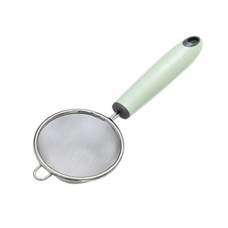 

2pcs Household Stainless Steel Thickend Mesh Sieves Strainer Colander Kitchen Gadget for Home (Small Size Green + Silver)
