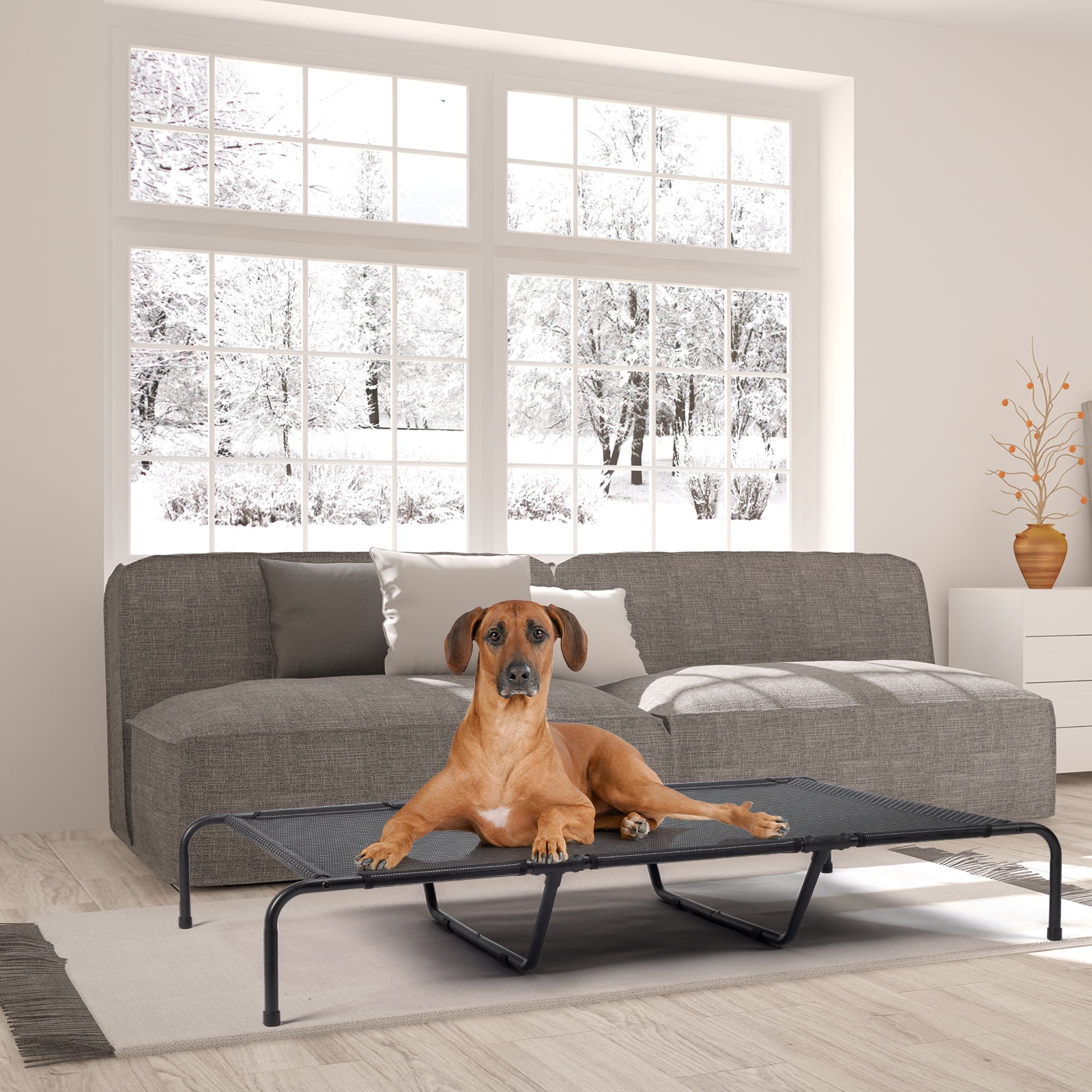 Zimtown  Dog Bed, 60*37*9 in Raised Dog Beds, Washable Outdoor Dog Cot, Chew Proof Pet Bed , Especially large, Black and White stripes